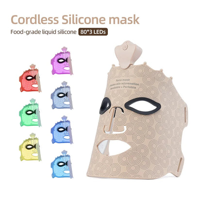 7 Colors Photon Silicone Face LED 3D Facial Beauty Mask Red Light Therapy Skin Care Repair - BeautiMass