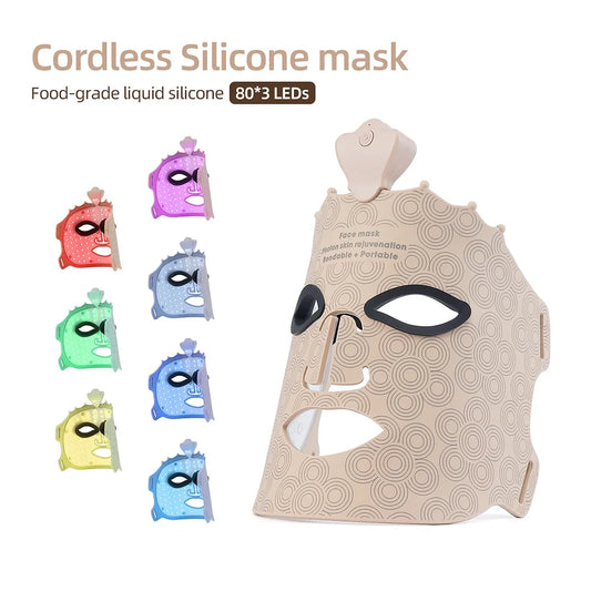 7 Colors Photon Silicone Face LED 3D Facial Beauty Mask Red Light Therapy Skin Care Repair - BeautiMass