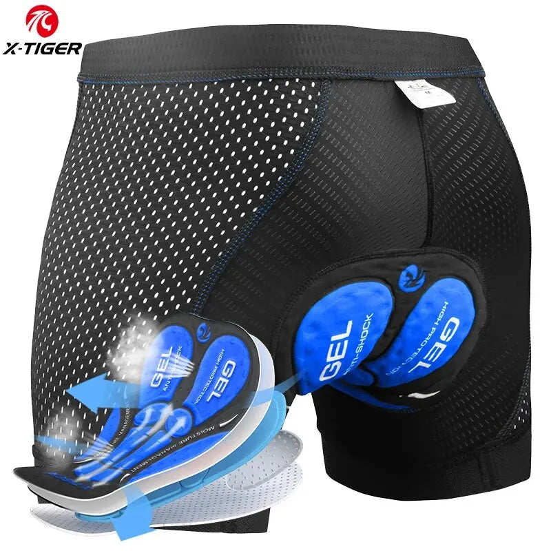 X-TIGER Cycling Underwear 5D Breathable Padded Gel Bike Shorts - BeautiMass