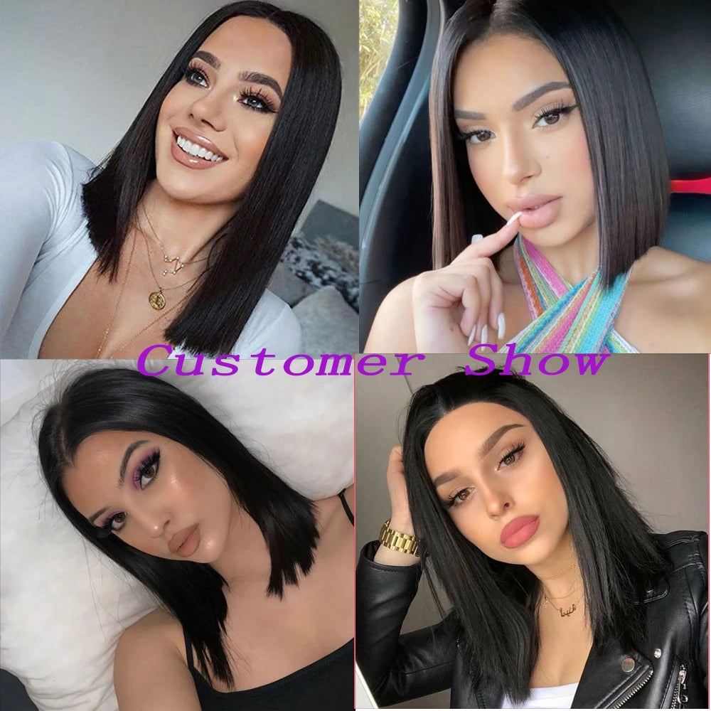 Lovevol Short Bob Lace Wig Colorful 13x4 Lace Front Human Hair Wigs Short Straight Bob Wigs for Women Daily Use Remy Human Hair BeautiMass