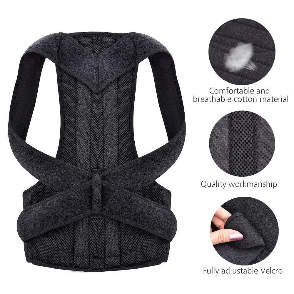 Adjustable Back Posture Corrector With Breathable Shoulder And Waist Support Straps - BeautiMass