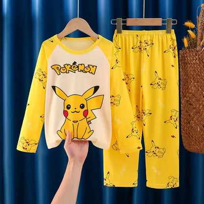 2pcs/set Pokemon Pikachu Cartoon Fashion Child Pajamas Sets Soft Holiday Gifts - BeautiMass