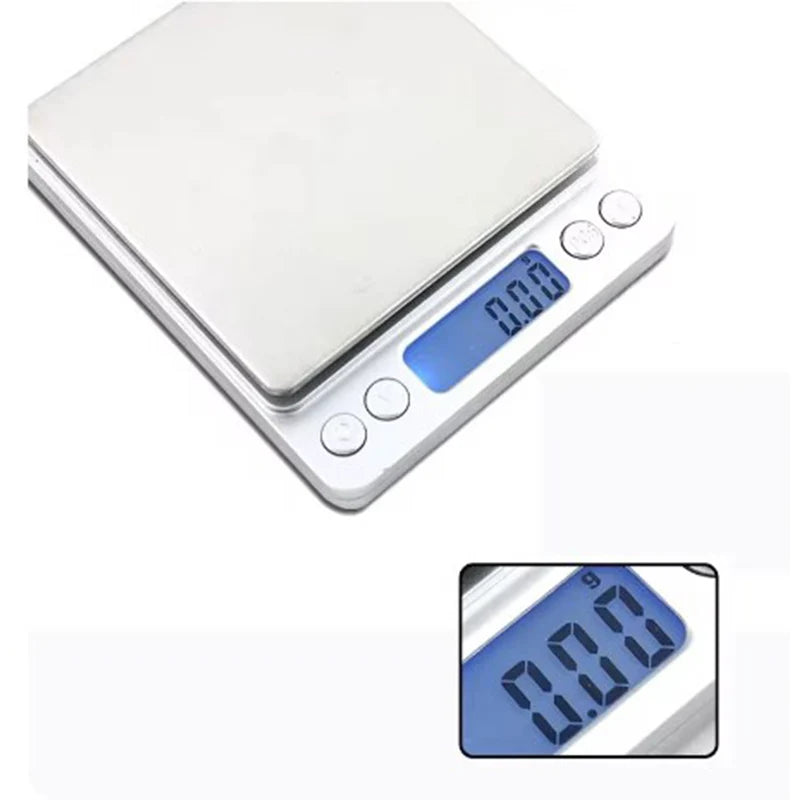 500g 0.01g Digital Electronic Weight Scale 3kg 0.1g Pocket Case Jewelry Food Scale Silver - BeautiMass