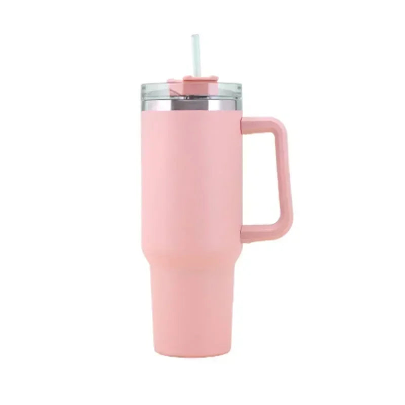 1200ML 304 Stainless Steel Insulated Water Bottle,40oz Thermal Coffee Car Cup, Cold Hot Mugs Vacuum Flask With Handle Straw,For BeautiMass