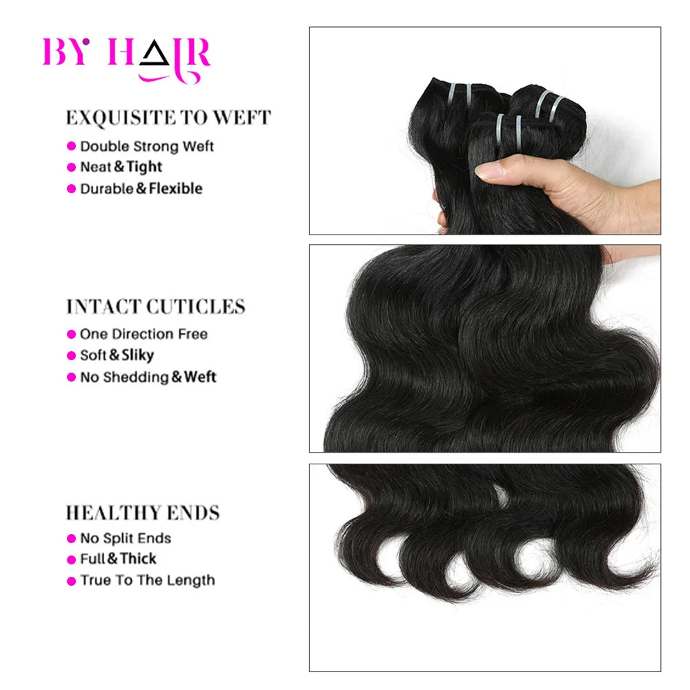 18 20 22 inch Double Drawn Body Wave Human Hair Bundles Full and Thick Hair Extensions - BeautiMass