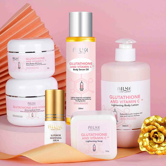 AILKE Brightening Skin Care Set, With Vitamin C, Glutathione, Deep Moisturizing - BeautiMass