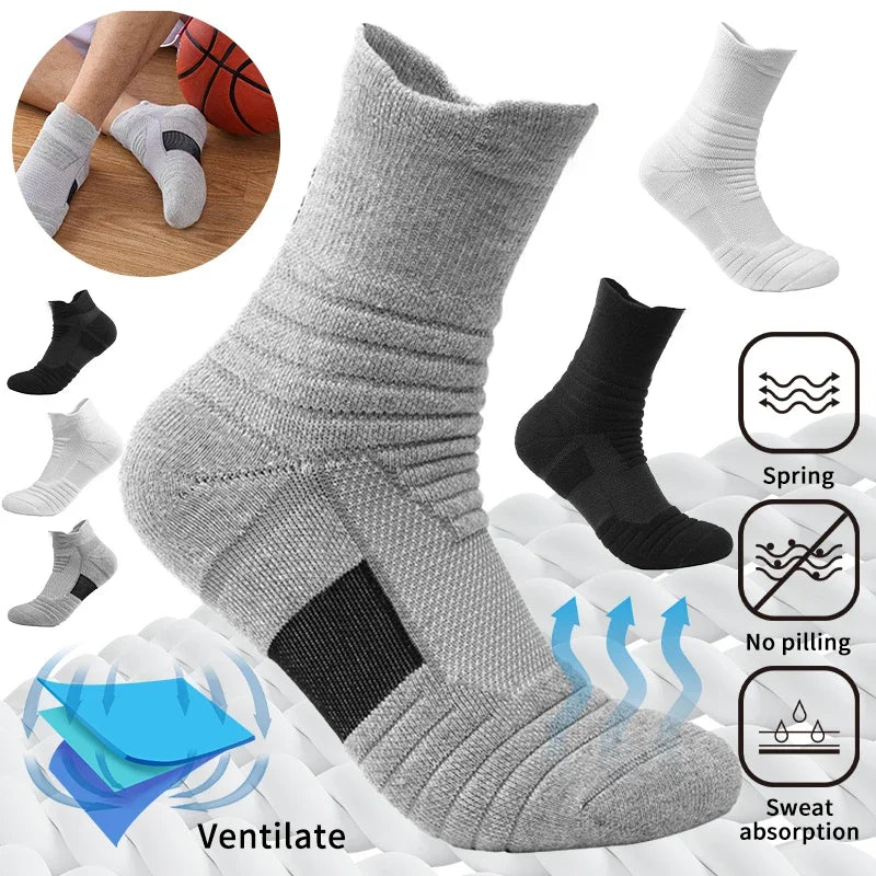 2Pairs Anti-slip Football Socks Men Women Cotton Sock Short Long Tube - BeautiMass