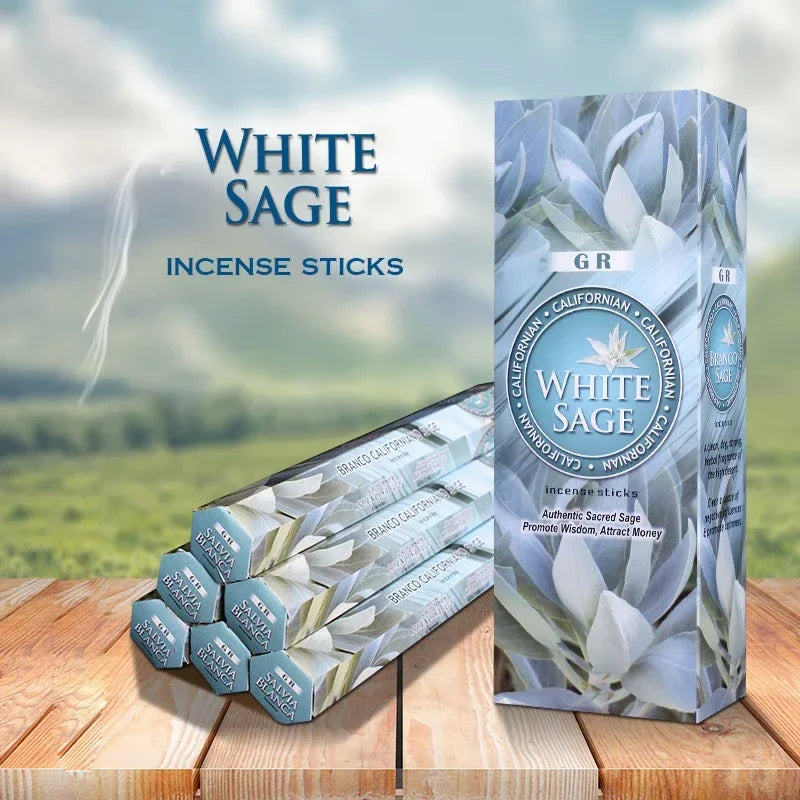 White Sage Lavender Incense Sticks Palo Santo Sandalwood Indian Incense Jasmine Fragrance - BeautiMass