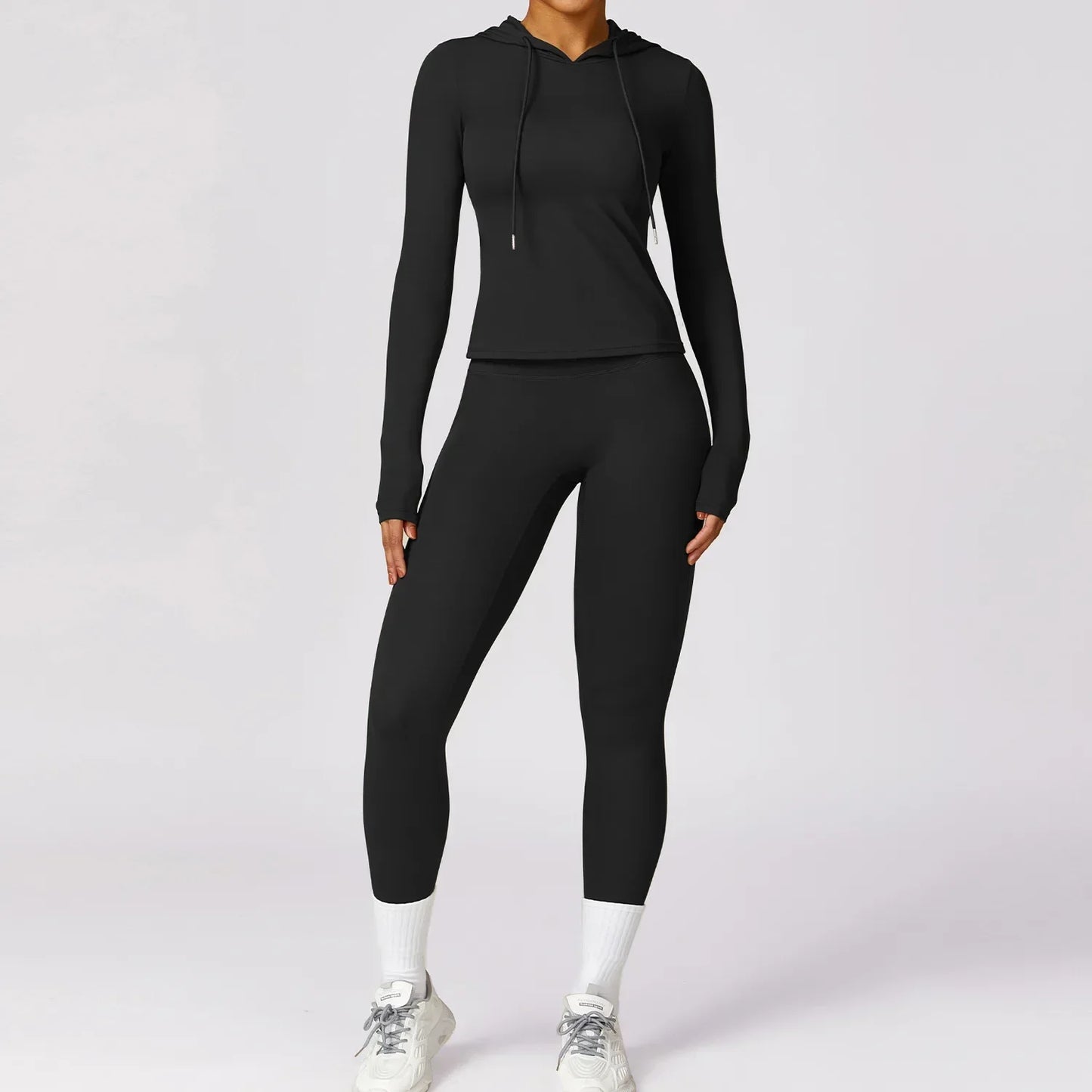 Women Yoga Gym Set 2 Pieces Workout Seamless Sports Clothing Fitness Long Sleeve Crop Top High Waist Leggings Sports Suits - BeautiMass