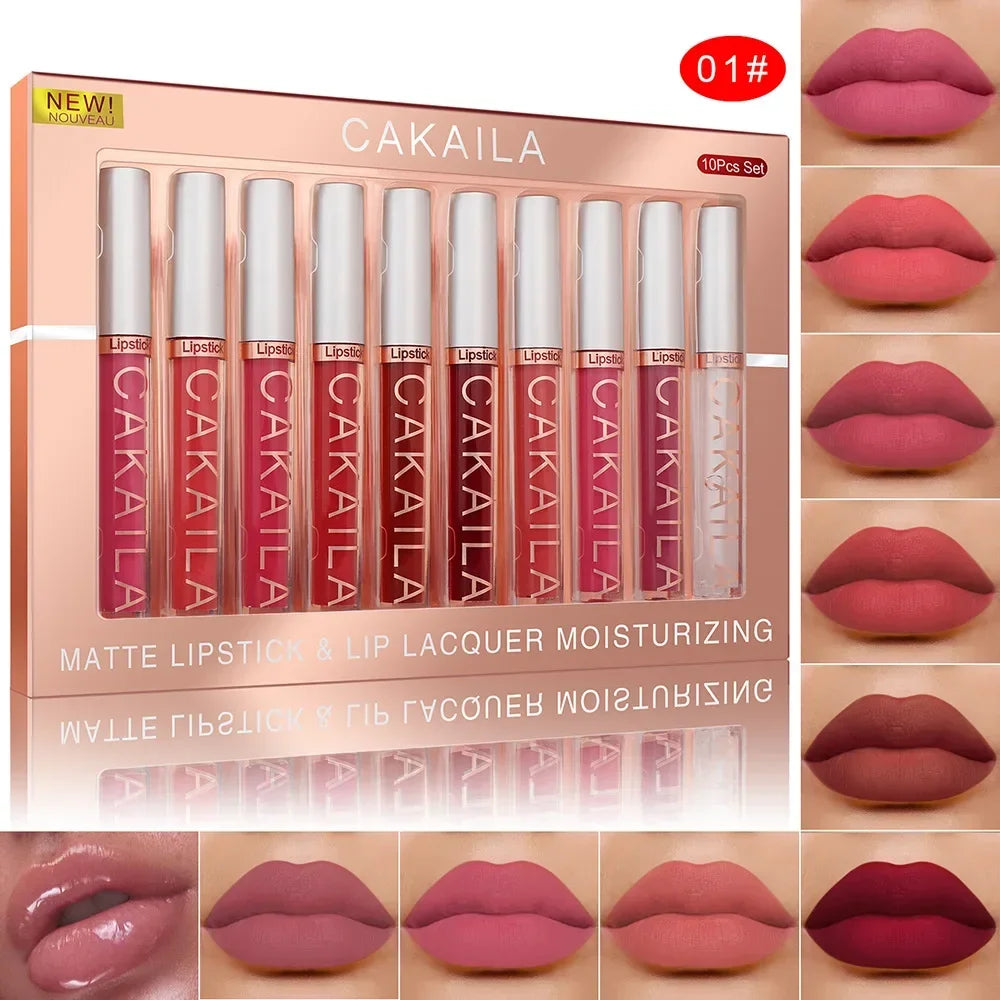 10/6 PCS Lipstick Set Matte Nude Liquid Lip Stain Makeup for women Non stick Cup Lip Gloss Waterproof Long lasting Cosmetics BeautiMass