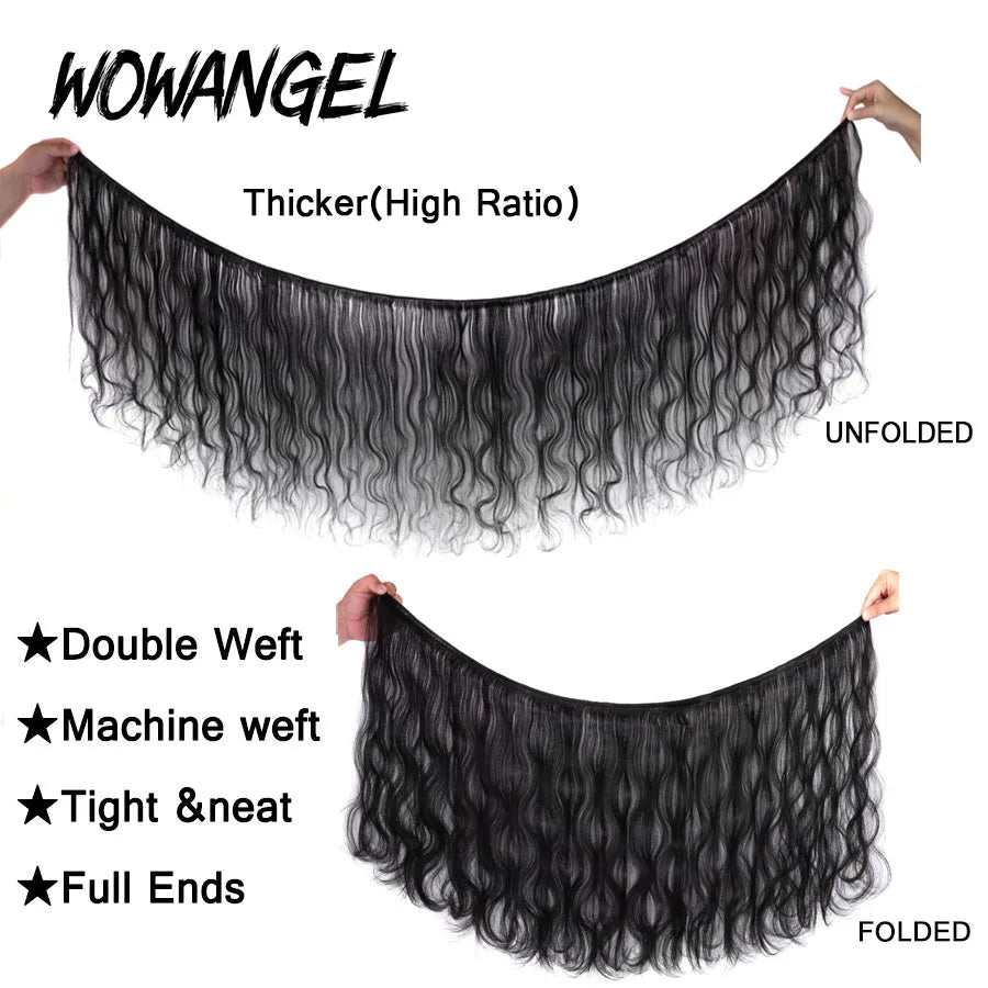 Body Wave Human Hair Bundles with 13x6 HD Lace Frontal Brazilian Remy Melt Skins Hair Extensions - BeautiMass